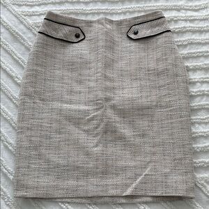 Classic Beige Tweed Pencil Skirt